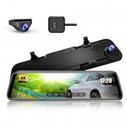12" 4K Mirror Dash Cam, Rearview Mirror Camera For Car & Trucks, 2160P Full HD, Waterproof Backup WDR Camera, Night Vision, Parking Assistance