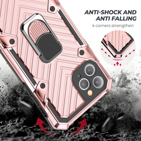 Stand Case With Slide Camera Cover & Kickstand Military Grade Heavy Duty Protective With Magnetic Holder Rose Gold Color,for IPhone 6/7/8/SE/11/12/13/X/XS/XR/XSMAX/Plus/Pro/Pro Max